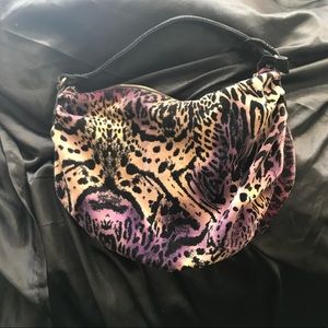 Lucky Brand Velvet Leopard Print Hobo Shoulder Bag